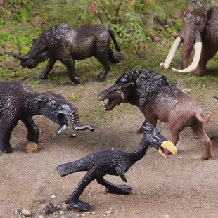 仿真迷你史前古兽生物冰河世纪巨兽模型巨角犀冠鳄兽恐鸟儿童玩具