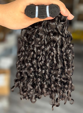 非洲假发女小卷发真发发帘接发片12A Double Drawn Pixie Curls