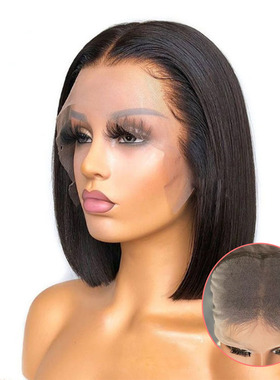欧美假发女前蕾丝BOBO头短发真发头套lace front wigs human hair