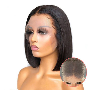 欧美假发女前蕾丝BOBO头短发真发头套lace wigs human hair front