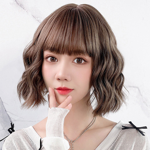 黑茶色假发女空气刘海短卷发假发套气质百搭森系玉米烫短发假发
