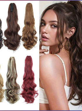 欧美金色假发女抓夹大波浪假发马尾蓬松长卷发高马尾辫ponytails