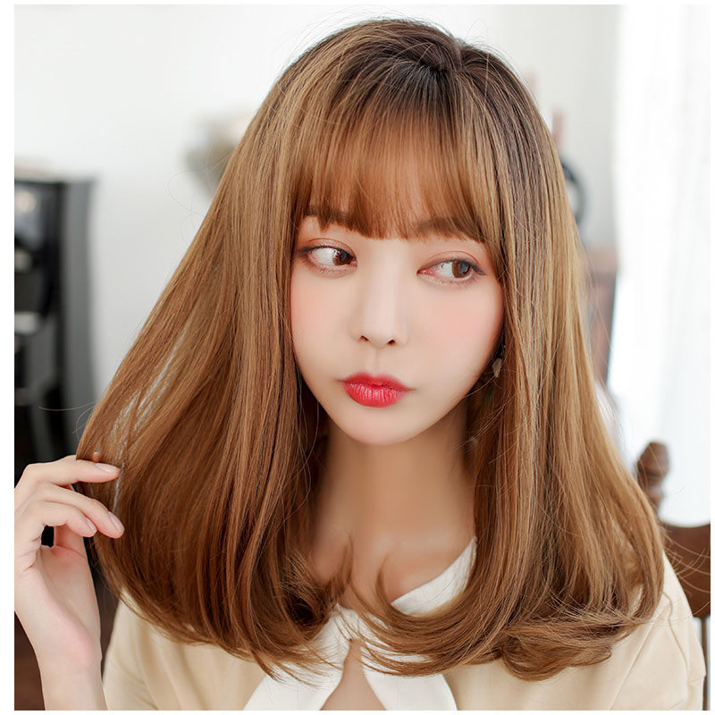 小仙女假发女空气刘海齐肩锁骨发蓬松梨花头短卷发假发全头套