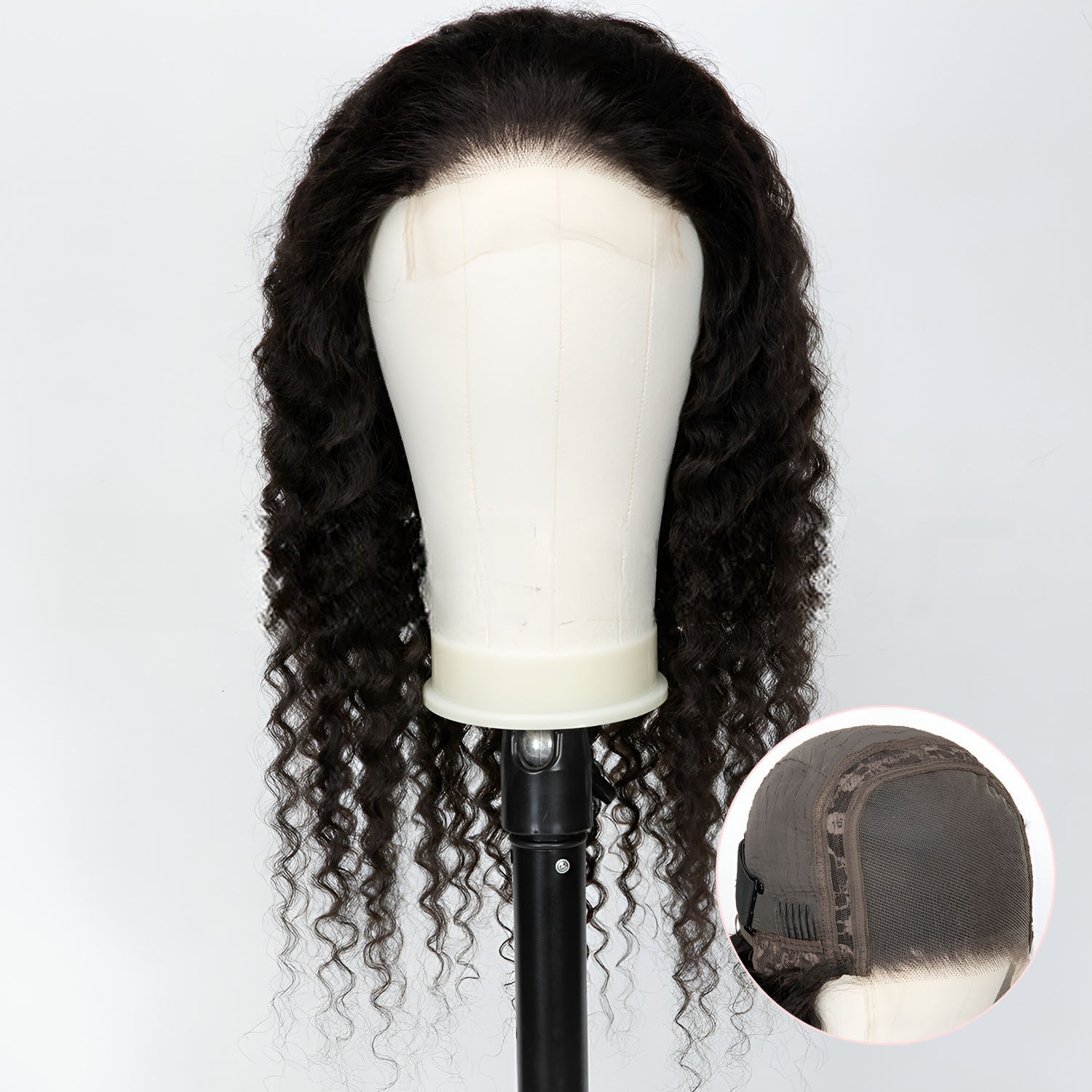 非洲假发女前蕾丝长卷发真发头套小卷发长发Small curly lace wig