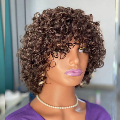 非洲假发女小卷发短卷发真发全头套Short curly human hair wigs