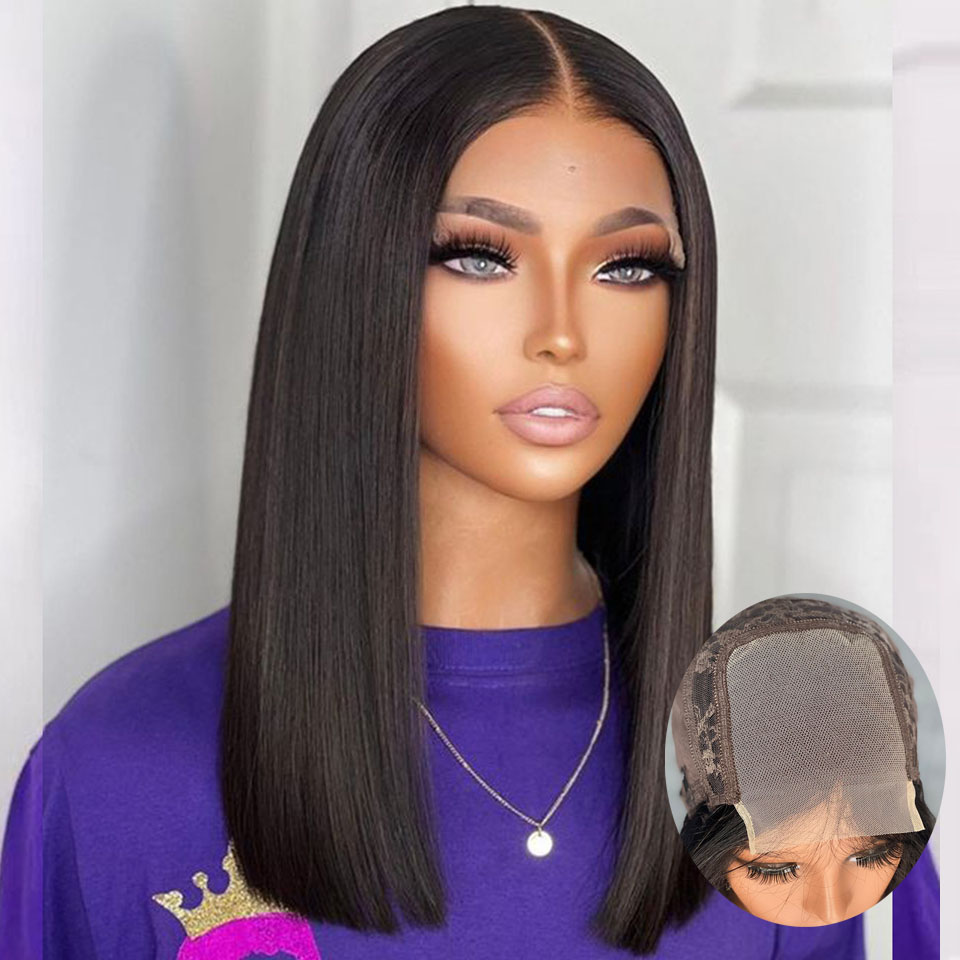 欧美假发女手织蕾丝中分刘海长直发真发头套human hair lace wig