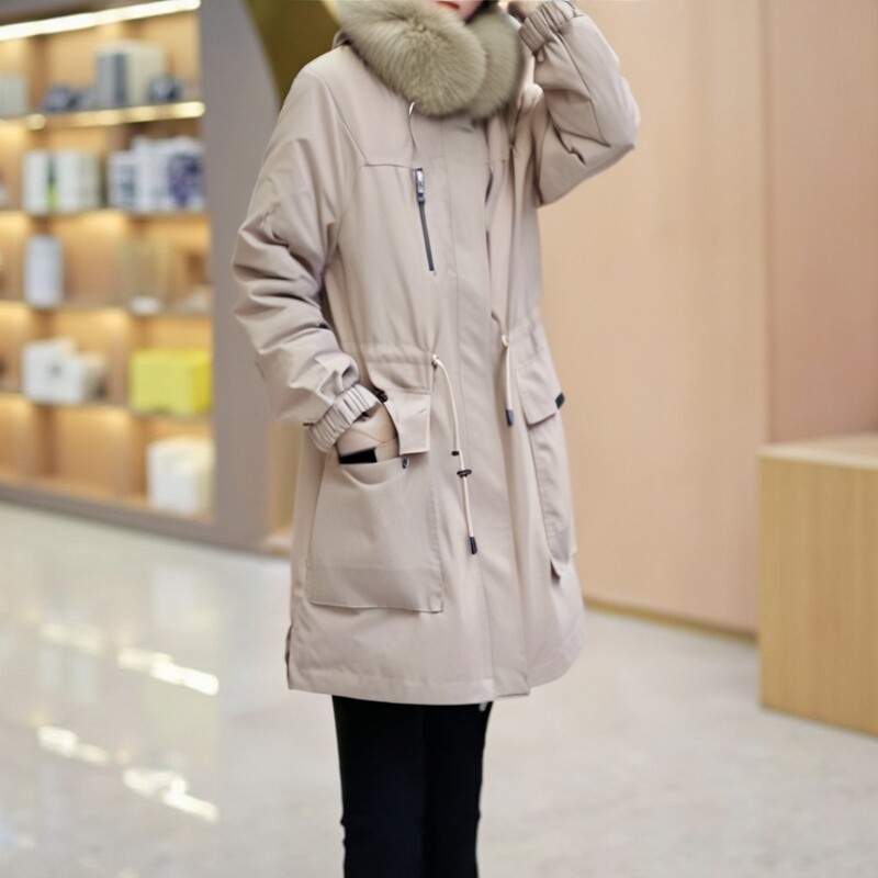 2023冬鹰系列1衣佳人折扣女装 貉子毛大毛领 兔毛内胆可拆派克服
