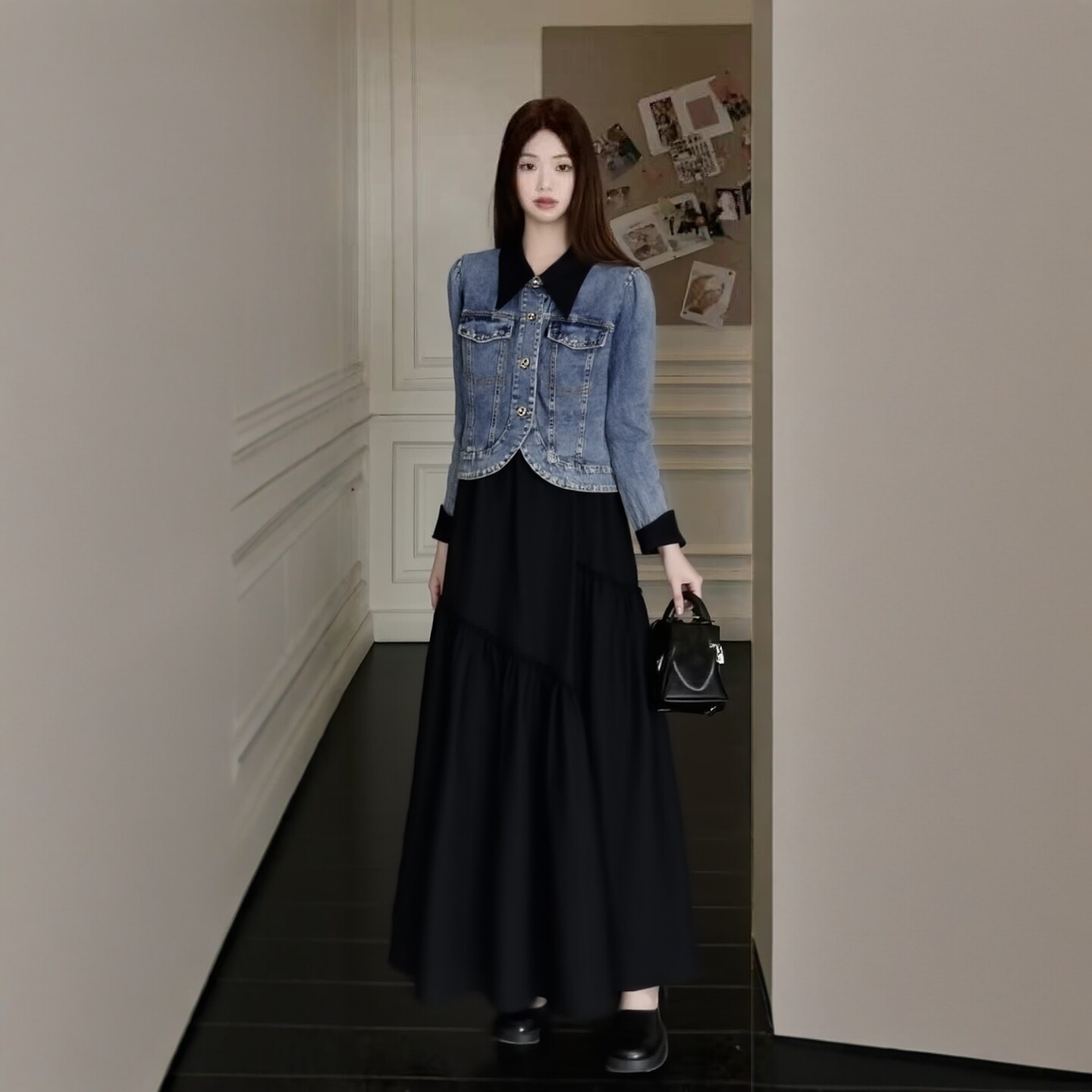 2026春魅M系列 衣佳人折扣女 无袖长裙连衣裙拼牛仔外套 套装5101