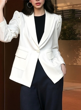 2025秋冬P普系列1 衣佳人折扣女 翻领 一粒扣 白色 西装外套 29J2