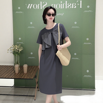 2026夏魅M系列 衣佳人折扣女装 圆领 蝴蝶结装饰 减龄连衣裙 2121