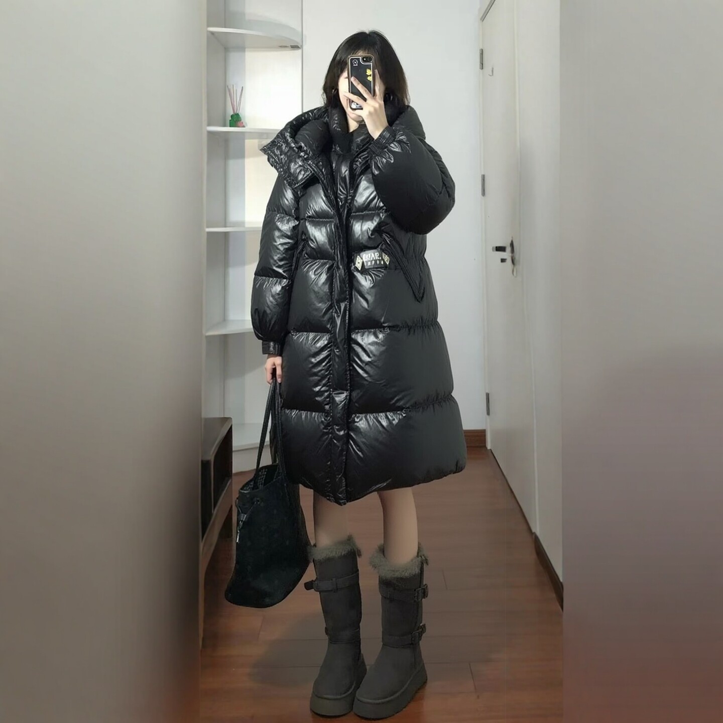 2025冬法F系列 衣佳人折扣女装 连帽 厚实压格 长款保暖羽绒服316