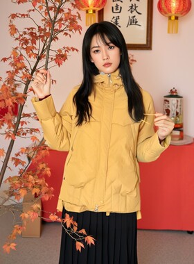 2024冬鹰系列1 衣佳人折扣女装 连帽 糖果色大方 厚白鸭绒羽绒服