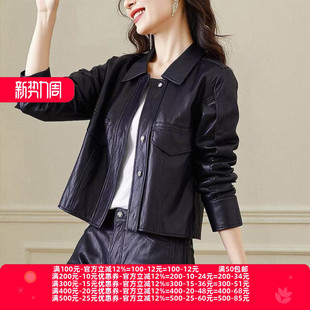 高奢风皮衣外套 2026春魅M系列 纯色 娃娃领 3201 衣佳人折扣女装