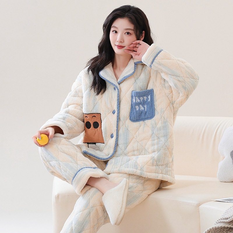 2025春当季新款 衣佳人折扣  情侣睡衣三层夹棉保暖家居两件套装,女士内衣/男士内衣/家居服,睡袍/浴袍,淘宝优惠券,粉丝福利购,淘宝优惠卷