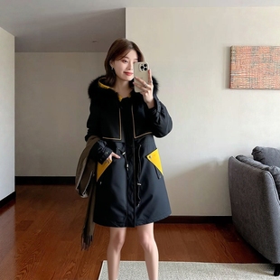 兔毛内胆皮草派克服 抽绳收腰 衣佳人折扣女装 2025冬鹰Y系列