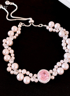 2025冬当季新款 衣佳人折扣 圆形锆石编织珍珠手链轻奢感手环