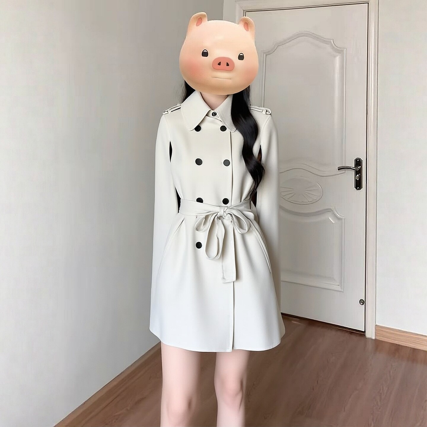 2025冬飘P系列1 衣佳人折扣女 双排扣 机车 斗篷式双面呢大衣4319