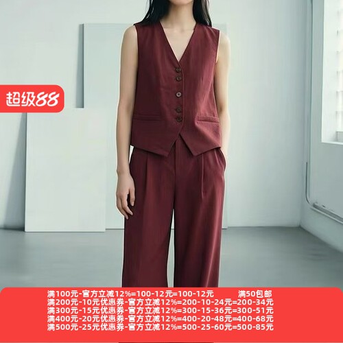 2026夏魅M系列 衣佳人折扣女装 V字领 简约棉麻无袖马甲 2328