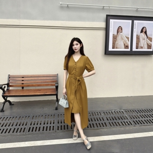 2026夏引Y系列1衣佳人折扣女装 V字领 外罩裙 显瘦长裙连衣裙5853