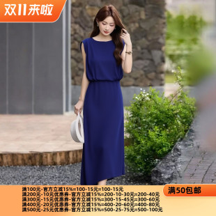 2026夏二三线品牌 衣佳人折扣女装 V字领无袖雪纺长裙连衣裙  46