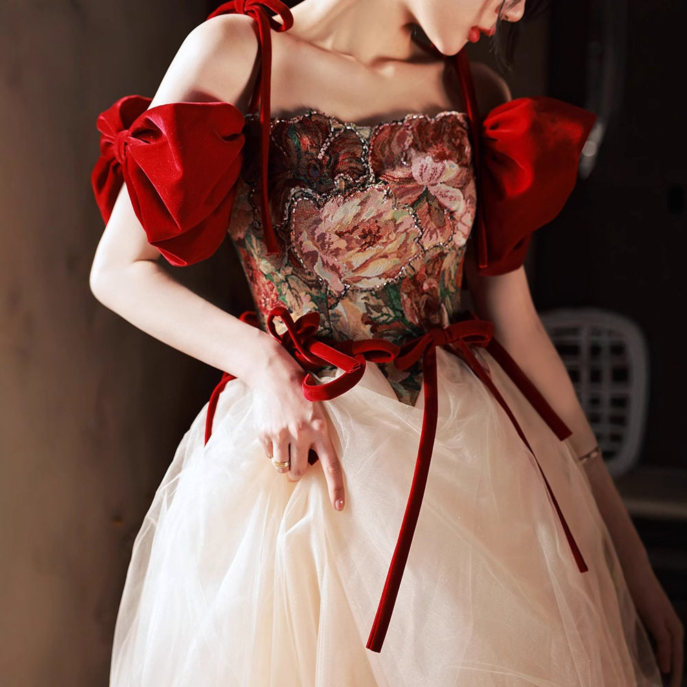 夏季敬酒服新娘2026新款红色气质显白回门生日礼服裙小个子显瘦