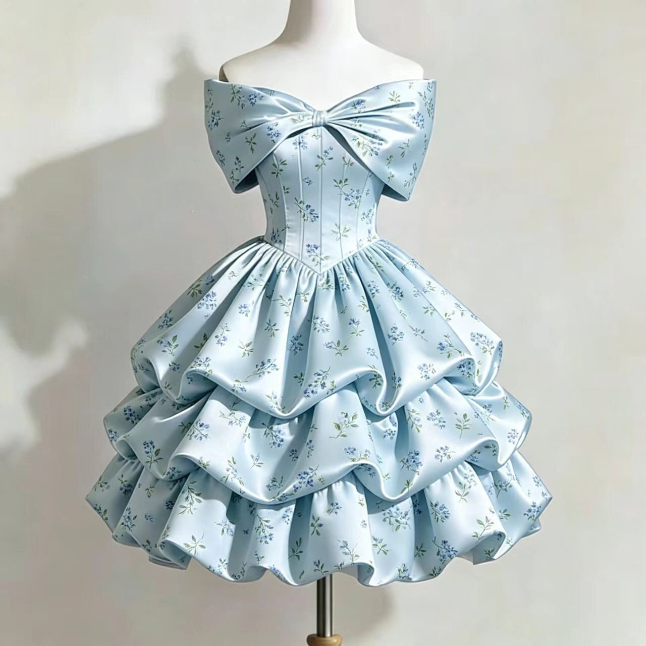 缎面小晚礼服生日蝴蝶结蓬蓬裙2026新款高腰显瘦成人礼抹胸公主裙