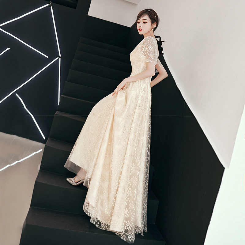 宴会晚礼服女2026新款时尚高贵晚宴年会显瘦气质伴娘服香槟色长款