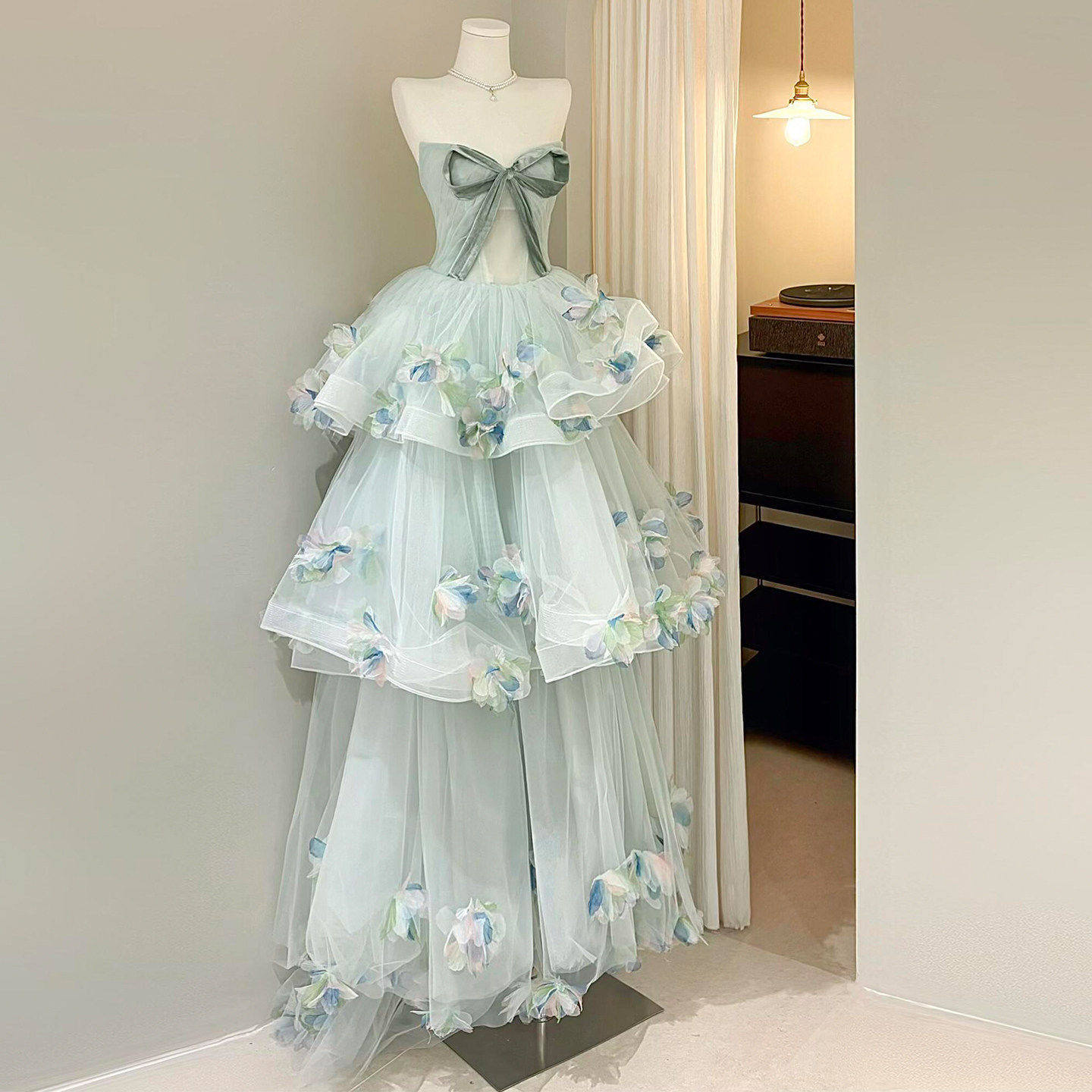 重工碎花晚礼服2026新款18岁学生日成人礼高端梦幻公主蛋糕裙成年