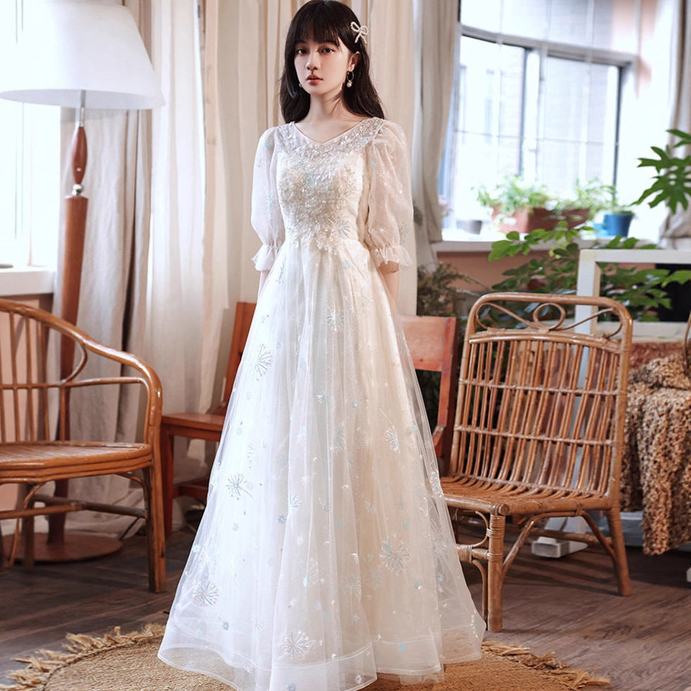 学生主持晚礼服钢琴演奏声乐生艺考演出服18岁成人礼礼服女连衣裙