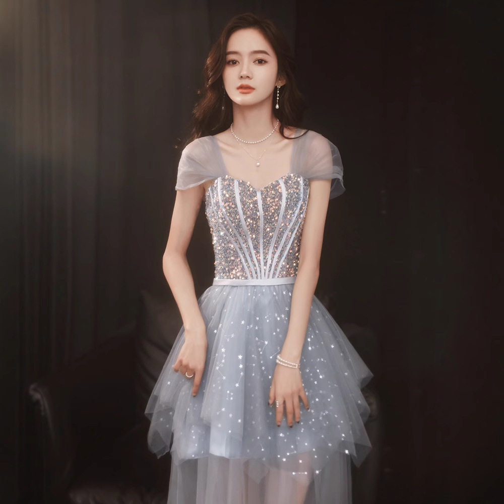 小个子亮片晚礼服裙2026新款女宴会气质时尚洋气显瘦生日裙子夏季图片