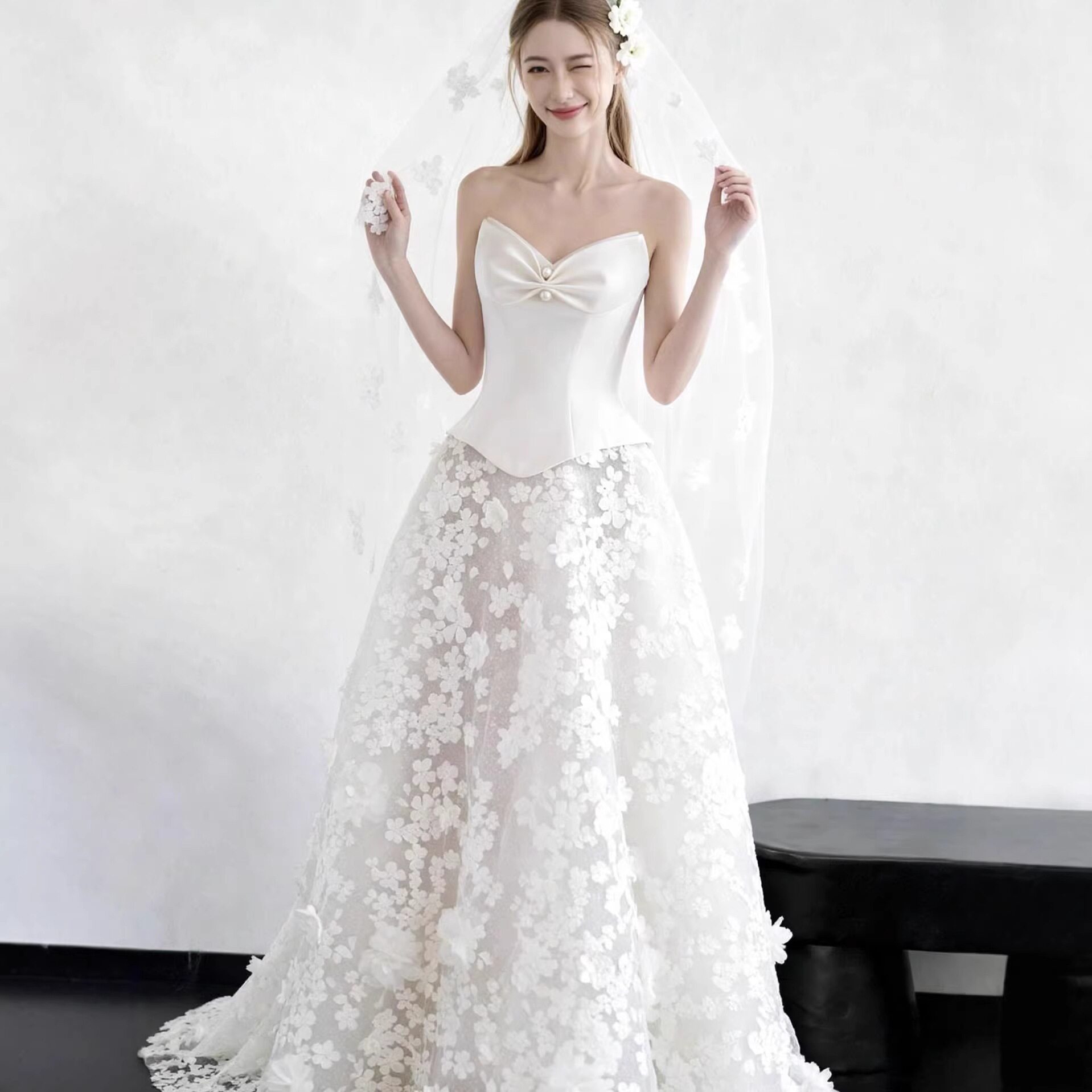 婚纱2026新款气质显瘦网纱外贸大码 wedding dress气质优雅礼服