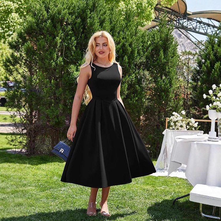 韩式黑色小礼服2025新款气质高级感日常生日宴会轻奢欧美连衣裙