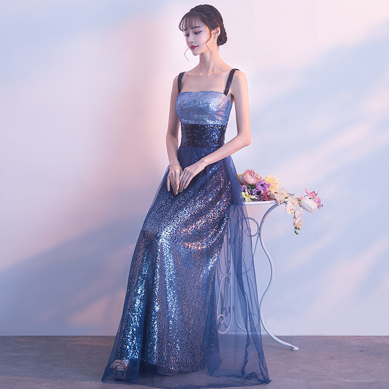 2026新款韩版亮片蕾丝高贵显瘦连衣裙长款飘仙女大气主持人礼服裙