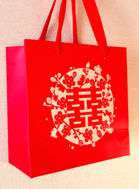 喜糖纸袋子包装袋回礼袋结婚礼品袋伴手礼袋婚礼手提袋红色婚庆厚