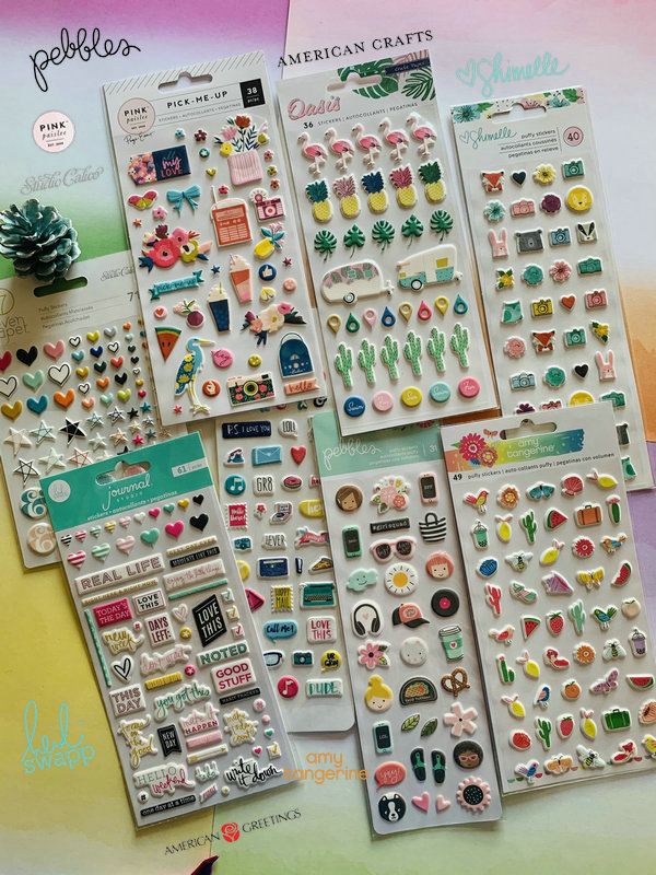 原单AMERICAN CRAFTS Shimelle 多品牌泡棉贴纸合集 手帐本手抄报
