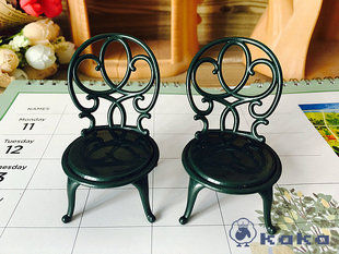 迷你过家家食玩森林家 家具散件 几乎全新 3#墨绿色花园椅