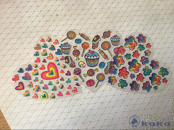 外贸原单 lisa frank 裸片无包装特价 镭射五彩闪光贴纸