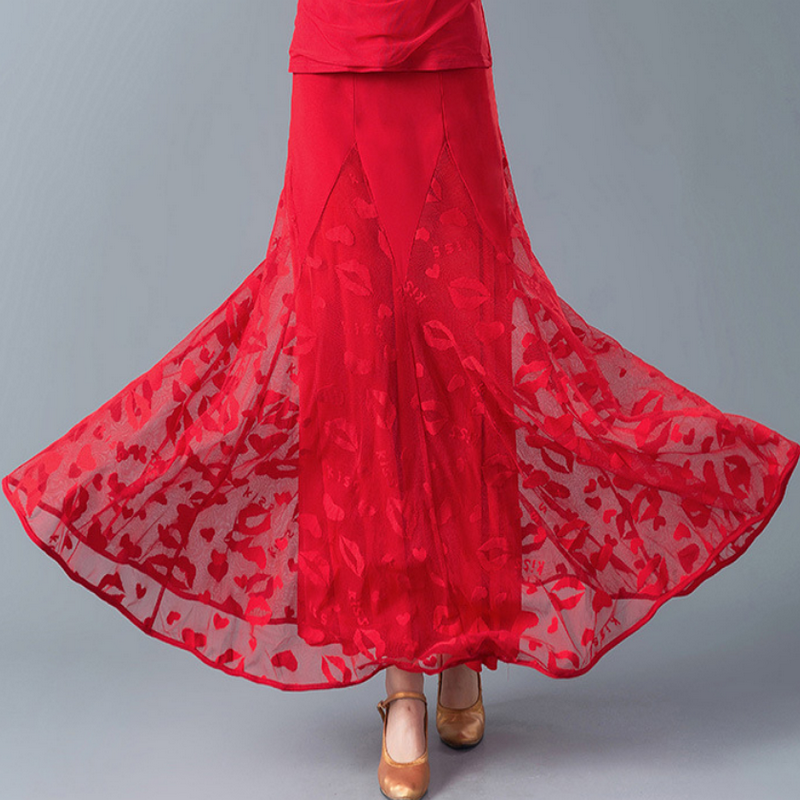 半身裙舞蹈高腰大摆裙春夏国标交谊舞裙广场舞演出跳舞裙修身长裙