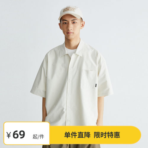 Vavu宽松百搭情侣短袖衬衫