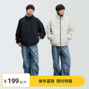 上衣 Vavu秋冬两面穿摇粒绒外套立领运动夹克日系工装 限时6折