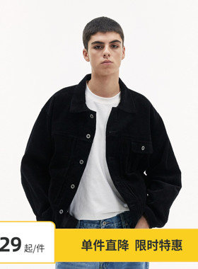 【5折特惠】Vavu灯芯绒翻领外套男春秋cleanfit男女情侣插袋夹克