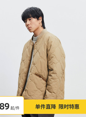 【特惠7折】Vavu日系撞色横向葫芦绗棉圆领插袋sorona棉衣外套