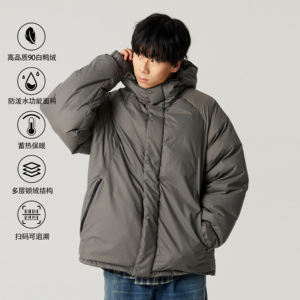 Vavu(Vavues)防泼水机能冬季羽绒服 90安心白鸭绒加厚连帽外套潮