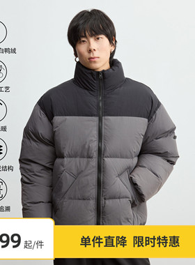 【5折限时羽绒服】Vavu（Vavues）拼色立领羽绒服90白鸭绒外套