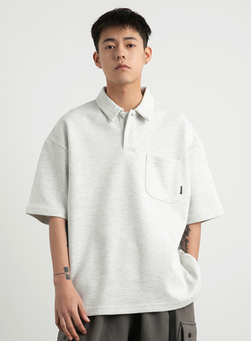 Vavu简约基础纯色POLO衫日系潮牌简约宽松休闲短袖涤棉混纺300G