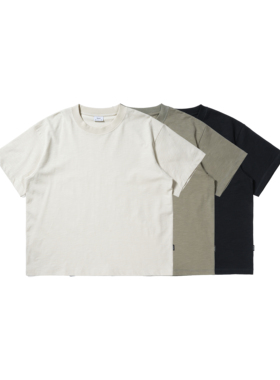 Vavu舒适透气竹节棉纯色T恤三针五线工艺打底衫圆领百搭通勤上衣