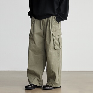 男复古贴袋休闲裤 裤 Vavu日系侧大口袋纯棉工装 宽松 特惠8折