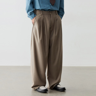 YKK拉链垂感长裤 Vavu弧形褶皱设计感休闲裤 阔腿西裤 限时7折