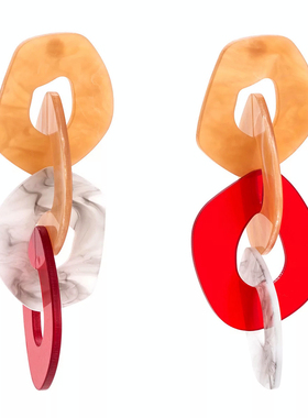 DD 秋冬chic性冷淡风醋酸亚克力链条耳环 科技轮廓感夸张耳钉