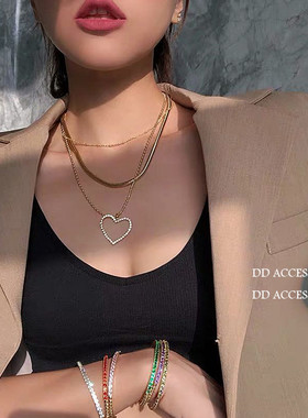 DD未来系列/自留推荐！欧美洋气范ins简约百搭爱心多层锁骨链项链